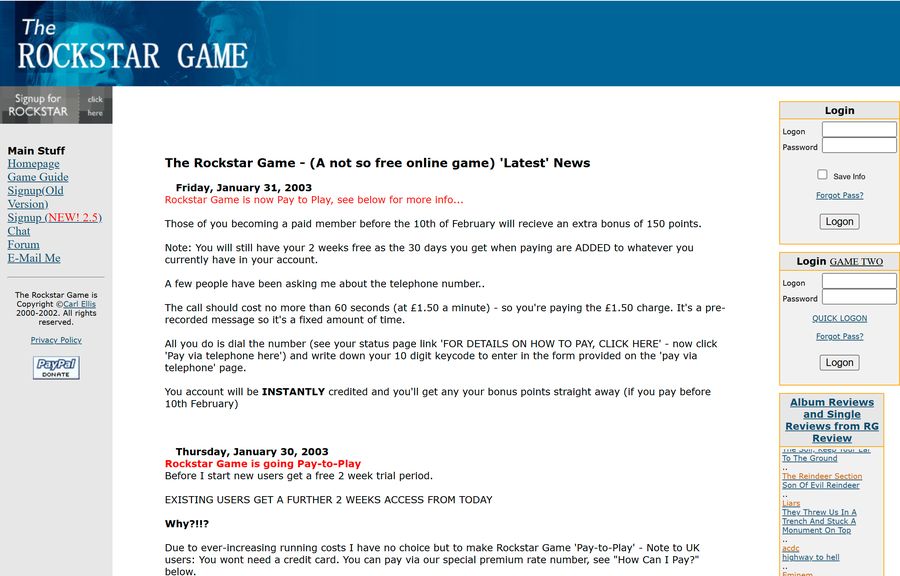 The pay-to-play announcement, 2003