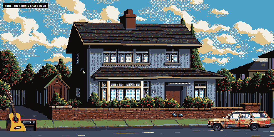 A band's street in Home and Gear on its first day: your mum's spare room, a borrowed estate car, whatever you started with, the kitchen table and the venue's house PA.